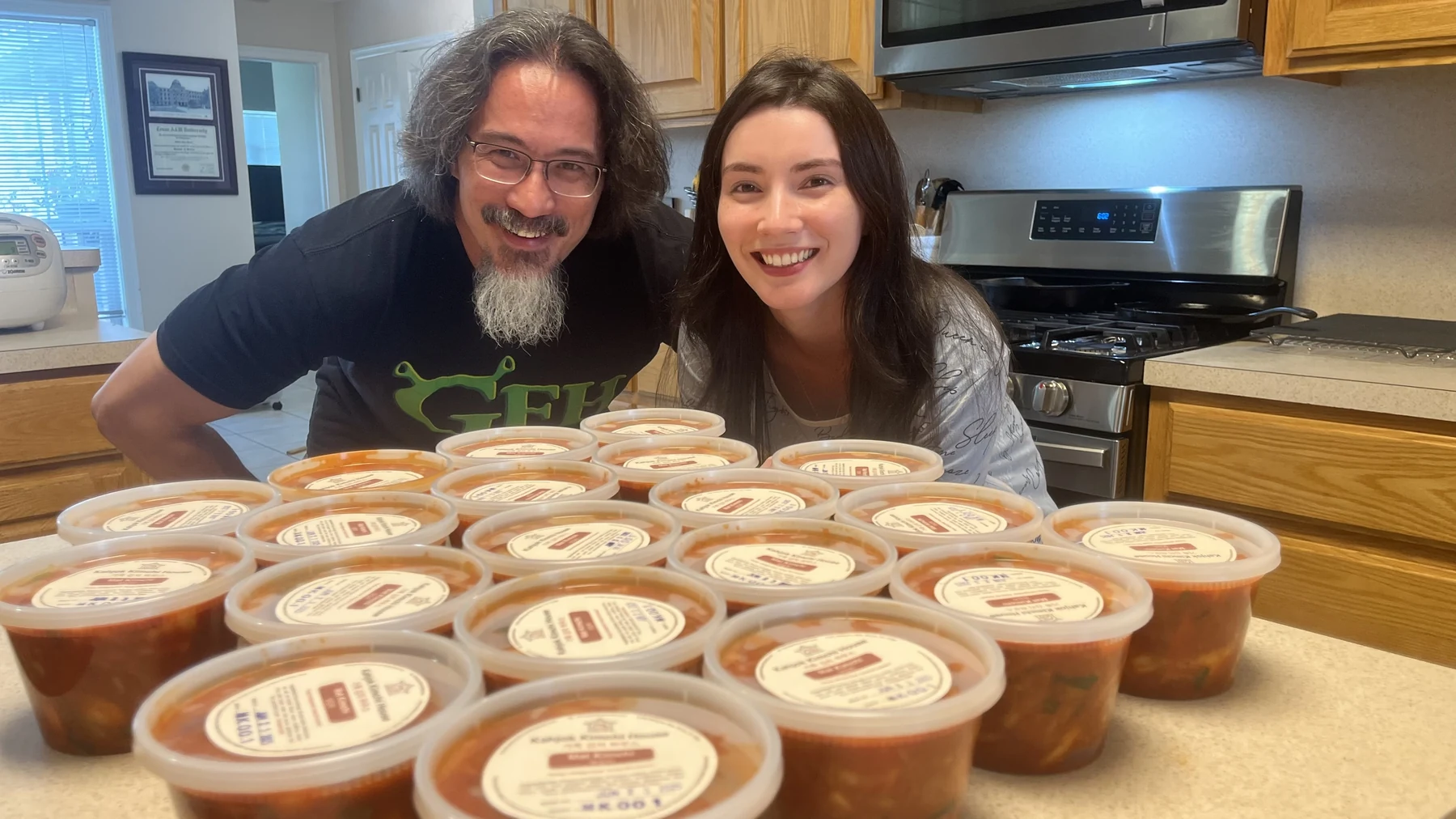 John and Fiona Daub with a batch of Kahjok Kimchi House kimchi