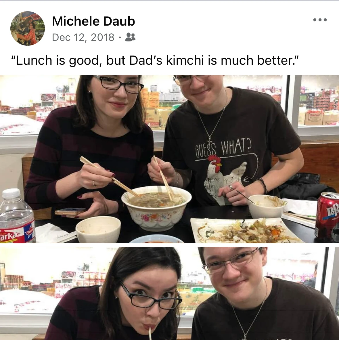 A 2018 family Facebook memory about Dad's kimchi